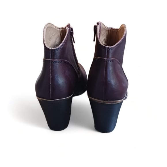 Lucky Brand Brown Leather  Western Style Stacked Heel Ankle Booties Size 8.5 - Picture 4 of 15